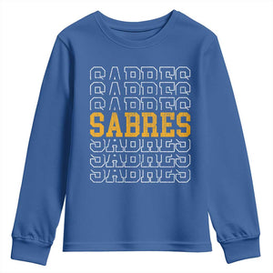 Retro Sabres Name Script Style Youth Sweatshirt Vintage Distressed Sports Spirit Fan Pride TS02 Royal Blue Print Your Wear