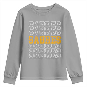 Retro Sabres Name Script Style Youth Sweatshirt Vintage Distressed Sports Spirit Fan Pride TS02 Sport Gray Print Your Wear