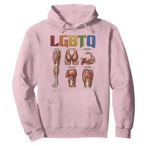 LGBTQ Acronym Funny Fitness Gym Rainbow Muscle Graphic Hoodie Legs Glutes Biceps Triceps Quads TS02 Light Pink Print Your Wear