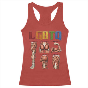 LGBTQ Acronym Funny Fitness Gym Rainbow Muscle Graphic Racerback Tank Top Legs Glutes Biceps Triceps Quads TS02 Red Print Your Wear