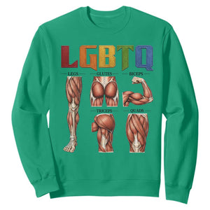 LGBTQ Acronym Funny Fitness Gym Rainbow Muscle Graphic Sweatshirt Legs Glutes Biceps Triceps Quads TS02 Irish Green Print Your Wear