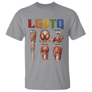 LGBTQ Acronym Funny Fitness Gym Rainbow Muscle Graphic T Shirt Legs Glutes Biceps Triceps Quads TS02 Sport Gray Print Your Wear