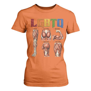 LGBTQ Acronym Funny Fitness Gym Rainbow Muscle Graphic T Shirt For Women Legs Glutes Biceps Triceps Quads TS02 Orange Print Your Wear