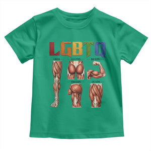 LGBTQ Acronym Funny Fitness Gym Rainbow Muscle Graphic Toddler T Shirt Legs Glutes Biceps Triceps Quads TS02 Irish Green Print Your Wear