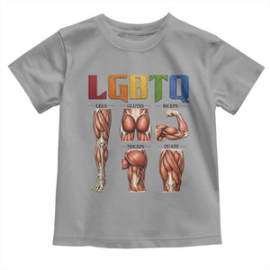 LGBTQ Acronym Funny Fitness Gym Rainbow Muscle Graphic Toddler T Shirt Legs Glutes Biceps Triceps Quads TS02 Sport Gray Print Your Wear