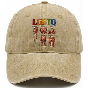 LGBTQ Acronym Funny Fitness Gym Rainbow Muscle Graphic Washed Cotton Baseball Cap Legs Glutes Biceps Triceps Quads TS02 Print Your Wear