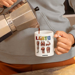 LGBTQ Acronym Funny Fitness Gym Rainbow Muscle Graphic Coffee Mug Legs Glutes Biceps Triceps Quads TS02 Print Your Wear