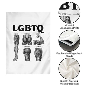 LGBTQ Acronym Funny Fitness Gym Muscle Graphic Garden Flag Legs Glutes Biceps Triceps Quads TS02 Print Your Wear