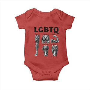LGBTQ Acronym Funny Fitness Gym Muscle Graphic Baby Onesie Legs Glutes Biceps Triceps Quads TS02 Red Print Your Wear