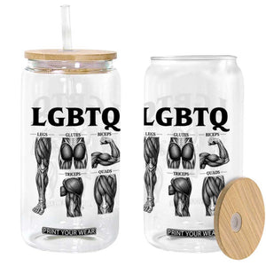 LGBTQ Acronym Funny Fitness Gym Muscle Graphic Glass Can Legs Glutes Biceps Triceps Quads TS02 Print Your Wear