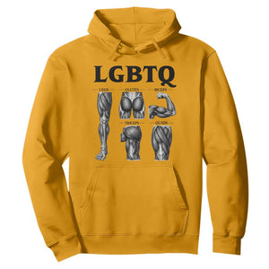 LGBTQ Acronym Funny Fitness Gym Muscle Graphic Hoodie Legs Glutes Biceps Triceps Quads TS02 Gold Print Your Wear