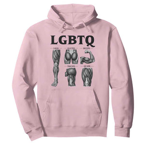 LGBTQ Acronym Funny Fitness Gym Muscle Graphic Hoodie Legs Glutes Biceps Triceps Quads TS02 Light Pink Print Your Wear