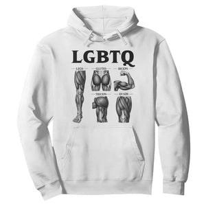 LGBTQ Acronym Funny Fitness Gym Muscle Graphic Hoodie Legs Glutes Biceps Triceps Quads TS02 White Print Your Wear