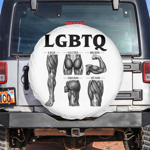 LGBTQ Acronym Funny Fitness Gym Muscle Graphic Spare Tire Cover Legs Glutes Biceps Triceps Quads TS02 No hole White Print Your Wear