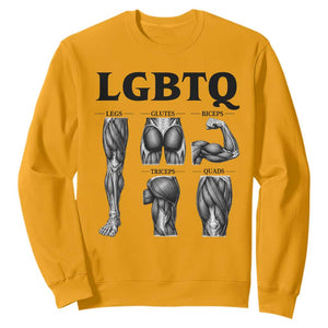 LGBTQ Acronym Funny Fitness Gym Muscle Graphic Sweatshirt Legs Glutes Biceps Triceps Quads TS02 Gold Print Your Wear