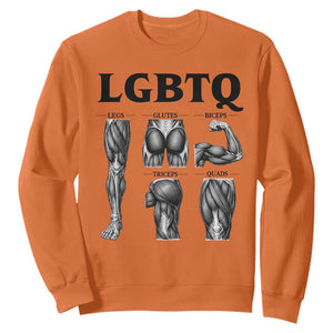 LGBTQ Acronym Funny Fitness Gym Muscle Graphic Sweatshirt Legs Glutes Biceps Triceps Quads TS02 Orange Print Your Wear