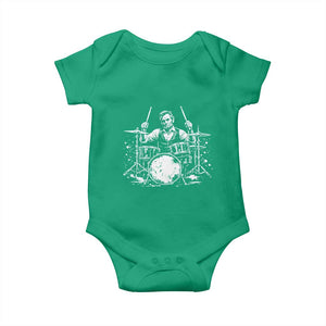 Vintage Abraham Lincoln Playing Drums Graphic Baby Onesie Abe Musician Patriotic Rockstar Drummer President TS02 Irish Green Print Your Wear