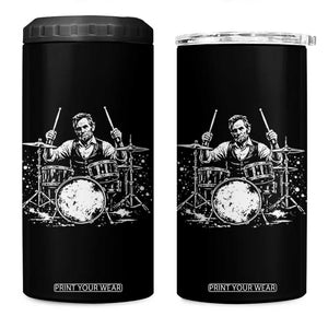 Vintage Abraham Lincoln Playing Drums Graphic 4 in 1 Can Cooler Tumbler Abe Musician Patriotic Rockstar Drummer President TS02 One Size: 16 oz Black Print Your Wear