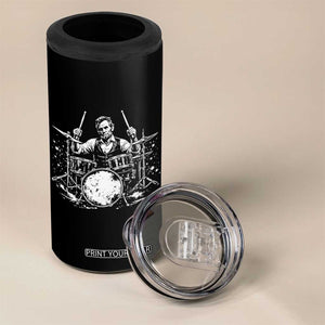 Vintage Abraham Lincoln Playing Drums Graphic 4 in 1 Can Cooler Tumbler Abe Musician Patriotic Rockstar Drummer President TS02 Print Your Wear