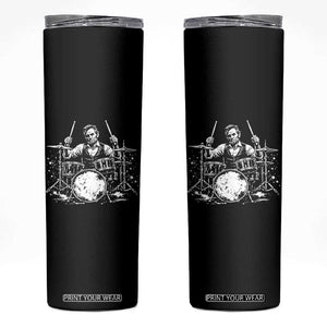 Vintage Abraham Lincoln Playing Drums Graphic Skinny Tumbler Abe Musician Patriotic Rockstar Drummer President TS02 Black Print Your Wear