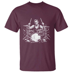 Vintage Abraham Lincoln Playing Drums Graphic T Shirt Abe Musician Patriotic Rockstar Drummer President TS02 Maroon Print Your Wear
