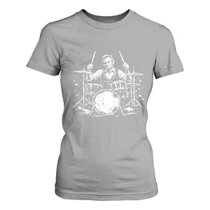 Vintage Abraham Lincoln Playing Drums Graphic T Shirt For Women Abe Musician Patriotic Rockstar Drummer President TS02 Sport Gray Print Your Wear