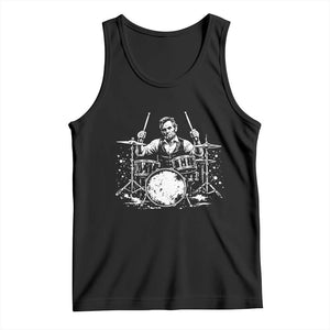 Vintage Abraham Lincoln Playing Drums Graphic Tank Top Abe Musician Patriotic Rockstar Drummer President TS02 Black Print Your Wear