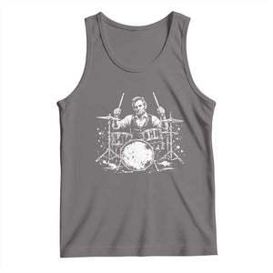 Vintage Abraham Lincoln Playing Drums Graphic Tank Top Abe Musician Patriotic Rockstar Drummer President TS02 Deep Heather Print Your Wear