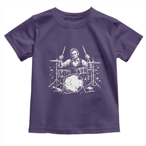 Vintage Abraham Lincoln Playing Drums Graphic Toddler T Shirt Abe Musician Patriotic Rockstar Drummer President TS02 Purple Print Your Wear