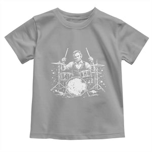 Vintage Abraham Lincoln Playing Drums Graphic Toddler T Shirt Abe Musician Patriotic Rockstar Drummer President TS02 Sport Gray Print Your Wear