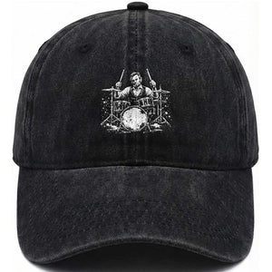 Vintage Abraham Lincoln Playing Drums Graphic Washed Cotton Baseball Cap Abe Musician Patriotic Rockstar Drummer President TS02 Print Your Wear
