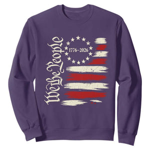 250 Years of Liberty 1776-2026 We The People Sweatshirt Distressed American Flag Patriotic Semiquincentennial 250th Anniversary TS02 Purple Print Your Wear