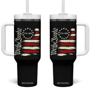 250 Years of Liberty 1776-2026 We The People Tumbler With Handle Distressed American Flag Patriotic Semiquincentennial 250th Anniversary TS02 One Size: 40 oz Black Print Your Wear