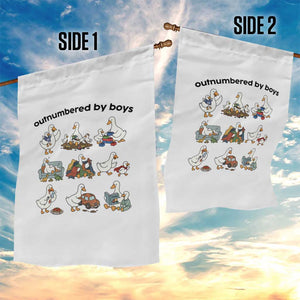 Outnumbered By Boys Funny Goose Mom Life Garden Flag Chaos Coordinator Motherhood Mothers Day Gag Gift TS02 Print Your Wear