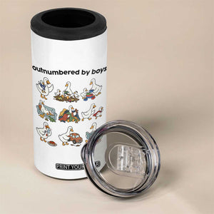 Outnumbered By Boys Funny Goose Mom Life 4 in 1 Can Cooler Tumbler Chaos Coordinator Motherhood Mothers Day Gag Gift TS02 Print Your Wear