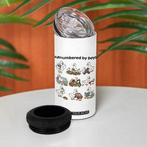 Outnumbered By Boys Funny Goose Mom Life 4 in 1 Can Cooler Tumbler Chaos Coordinator Motherhood Mothers Day Gag Gift TS02 Print Your Wear