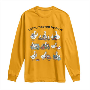 Outnumbered By Boys Funny Goose Mom Life Long Sleeve Shirt Chaos Coordinator Motherhood Mothers Day Gag Gift TS02 Gold Print Your Wear