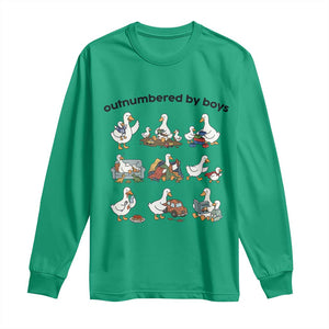 Outnumbered By Boys Funny Goose Mom Life Long Sleeve Shirt Chaos Coordinator Motherhood Mothers Day Gag Gift TS02 Irish Green Print Your Wear