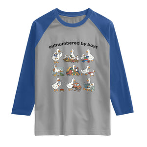Outnumbered By Boys Funny Goose Mom Life Raglan Shirt Chaos Coordinator Motherhood Mothers Day Gag Gift TS02 Sport Gray Royal Print Your Wear