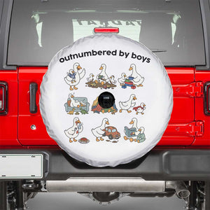 Outnumbered By Boys Funny Goose Mom Life Spare Tire Cover Chaos Coordinator Motherhood Mothers Day Gag Gift TS02 White Print Your Wear