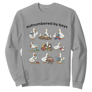 Outnumbered By Boys Funny Goose Mom Life Sweatshirt Chaos Coordinator Motherhood Mothers Day Gag Gift TS02 Sport Gray Print Your Wear