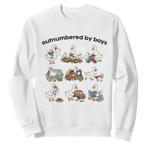 Outnumbered By Boys Funny Goose Mom Life Sweatshirt Chaos Coordinator Motherhood Mothers Day Gag Gift TS02 White Print Your Wear