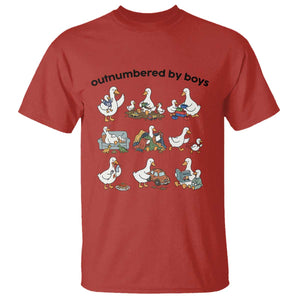 Outnumbered By Boys Funny Goose Mom Life T Shirt Chaos Coordinator Motherhood Mothers Day Gag Gift TS02 Red Print Your Wear