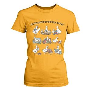 Outnumbered By Boys Funny Goose Mom Life T Shirt For Women Chaos Coordinator Motherhood Mothers Day Gag Gift TS02 Gold Print Your Wear