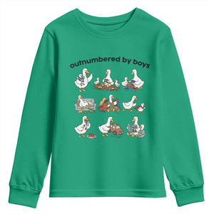 Outnumbered By Boys Funny Goose Mom Life Youth Sweatshirt Chaos Coordinator Motherhood Mothers Day Gag Gift TS02 Irish Green Print Your Wear