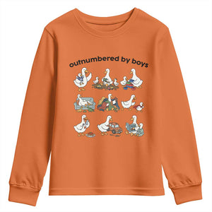 Outnumbered By Boys Funny Goose Mom Life Youth Sweatshirt Chaos Coordinator Motherhood Mothers Day Gag Gift TS02 Orange Print Your Wear