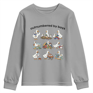 Outnumbered By Boys Funny Goose Mom Life Youth Sweatshirt Chaos Coordinator Motherhood Mothers Day Gag Gift TS02 Sport Gray Print Your Wear