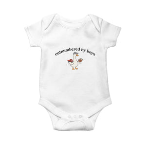 Outnumbered By Boys Cute Goose Sporty Mom Baby Onesie Football and Truck Motherhood Mothers Day Gag Gift TS02 White Print Your Wear