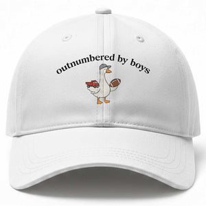 Outnumbered By Boys Cute Goose Sporty Mom Baseball Cap Football and Truck Motherhood Mothers Day Gag Gift TS02 Print Your Wear