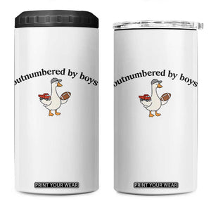 Outnumbered By Boys Cute Goose Sporty Mom 4 in 1 Can Cooler Tumbler Football and Truck Motherhood Mothers Day Gag Gift TS02 One Size: 16 oz White Print Your Wear